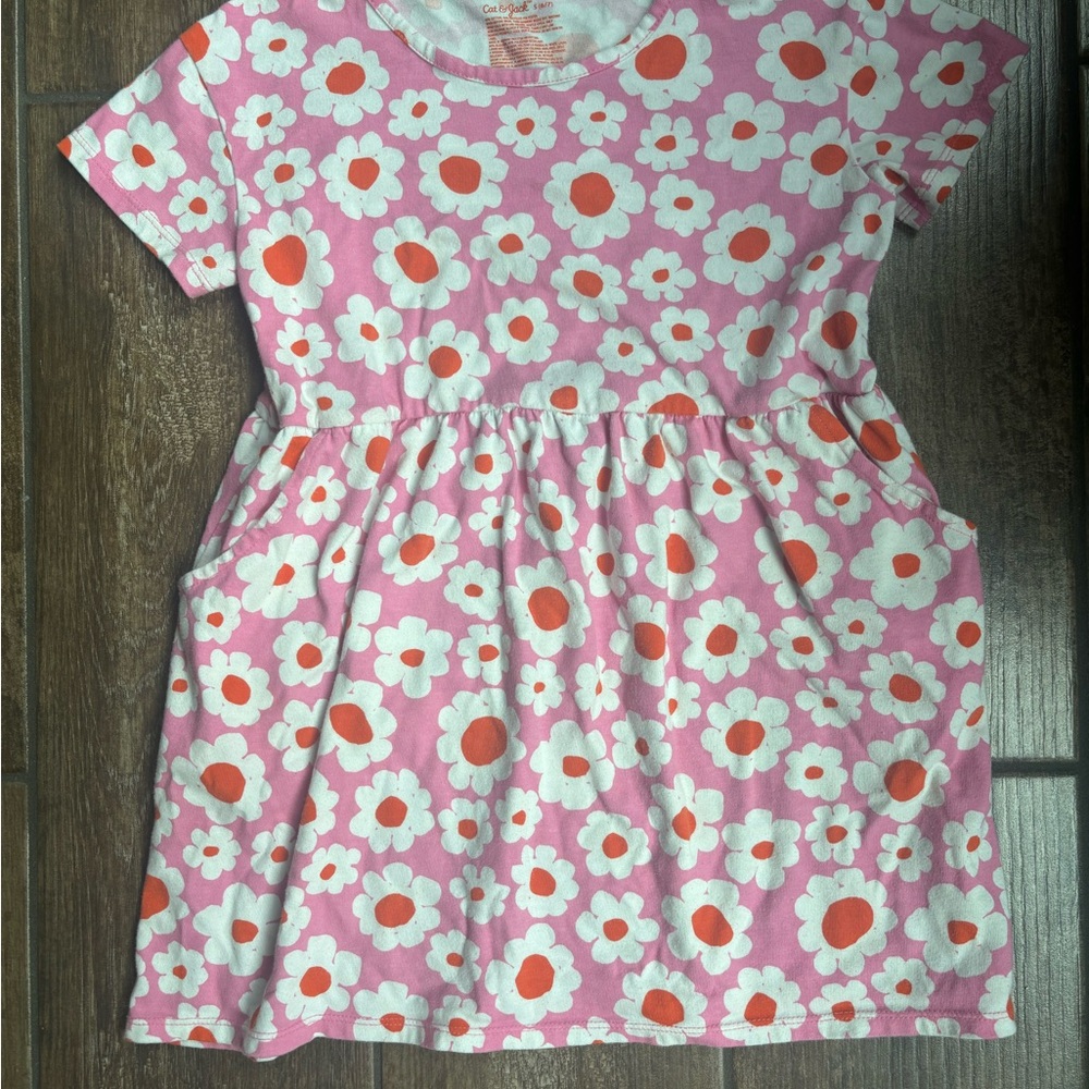 Cat & Jack Pink and White Floral Dress